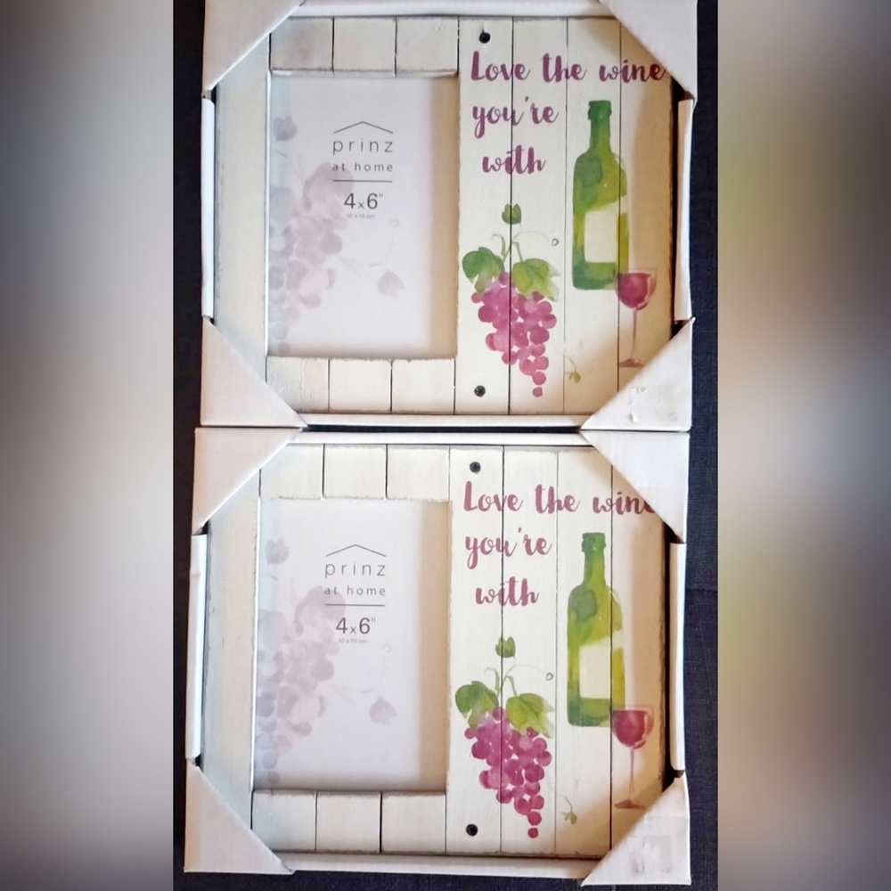 Set Of Two Matching Wine-Themed Picture Frame Set - Green and Purple